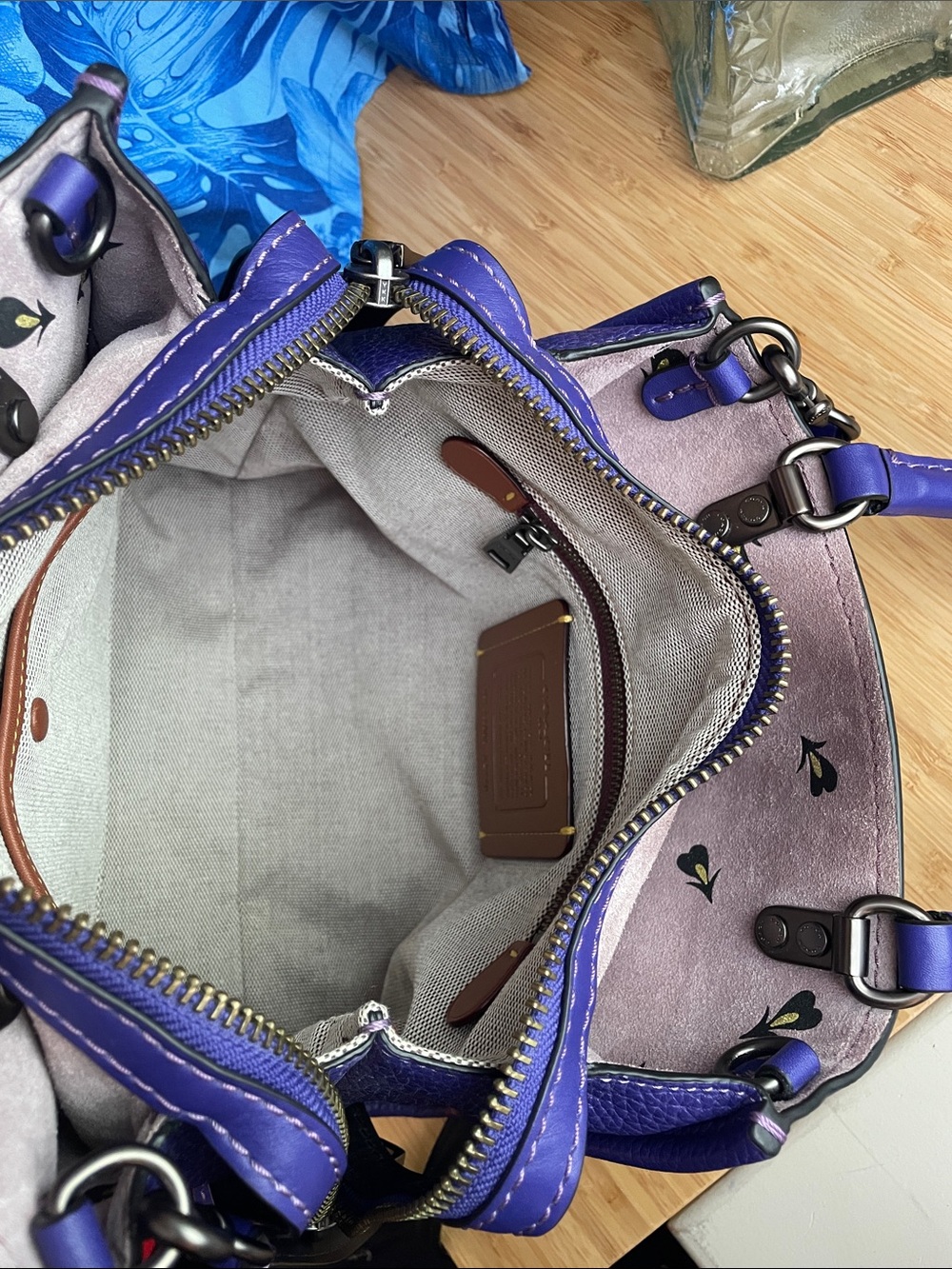 Coach 1941 X Disney Purple "Dark Fairy Tale" Pebble Leather Rogue 25 Satchel Bag - Picture 15 of 17